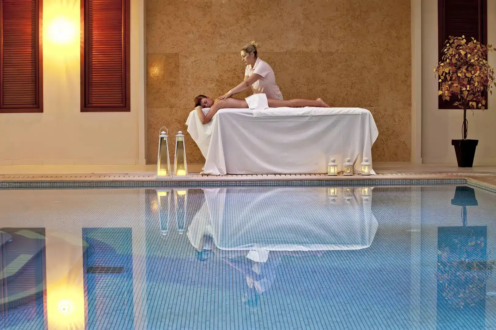 Includes an indoor pool  sauna   jacuzzi