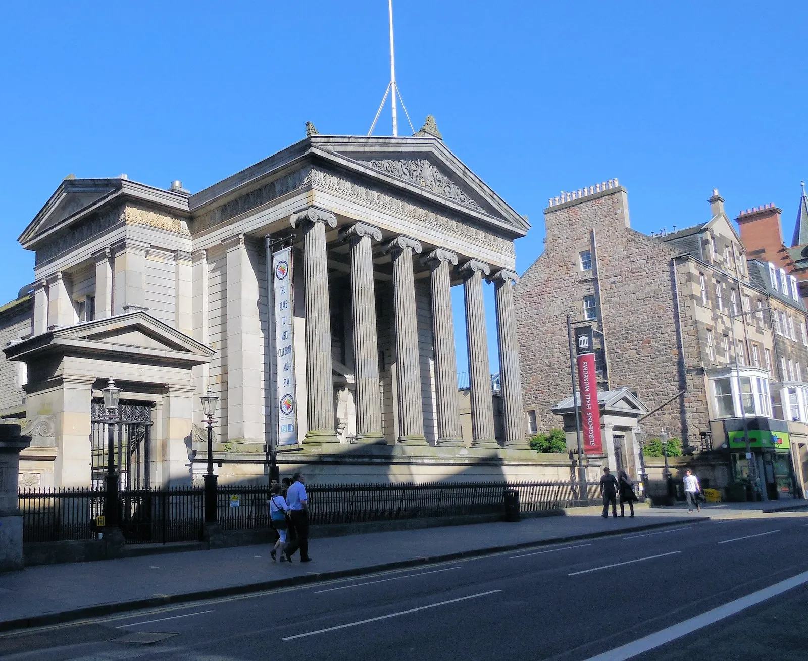 A short walk from the college