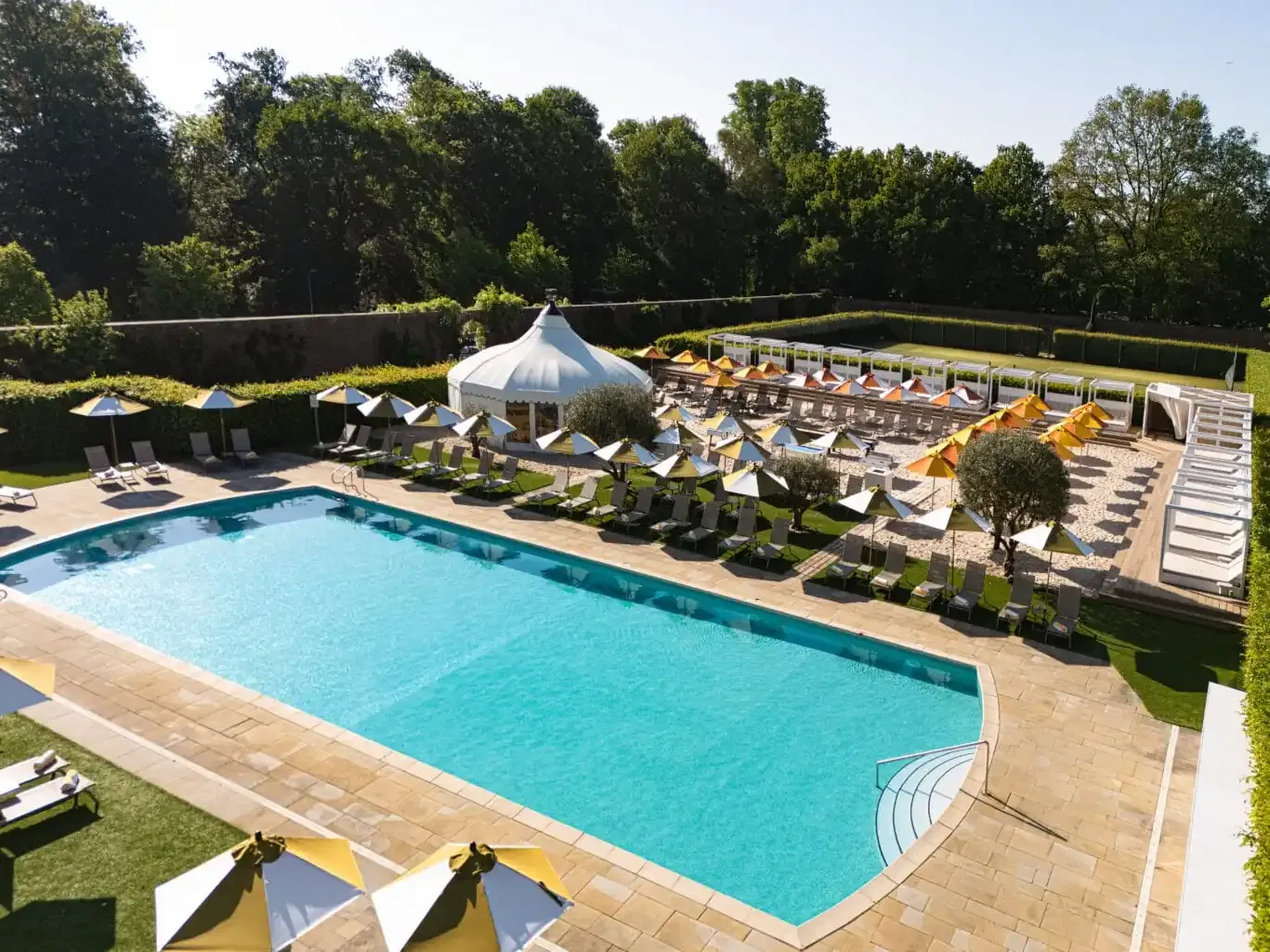 With a heated outdoor pool  open in summer