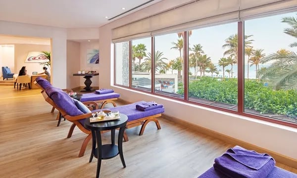 Book treatments with a beach view