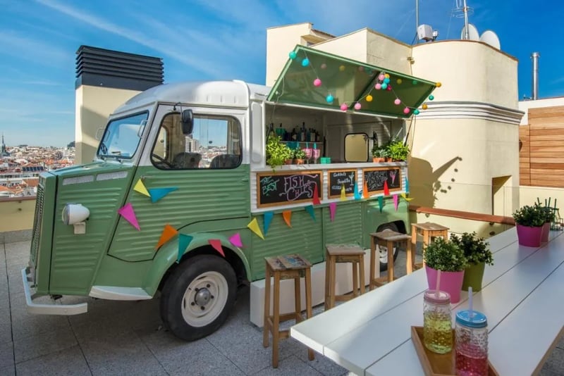Enjoy food and drinks on the roof