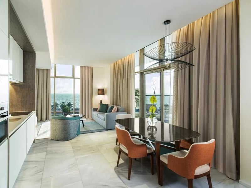 One Bedroom Suite with Arabian Sea View  Balcony  Kitchen  amp  Sofa Bed @ Th8 Palm Dubai Beach Resort  Vignette Collection
