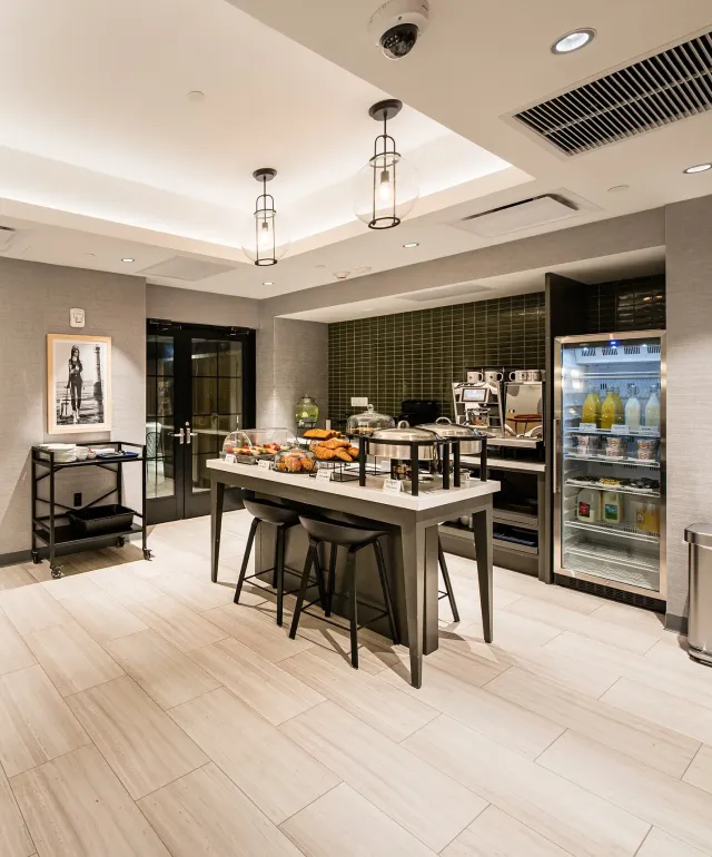 Grab a coffee or fresh juice and light snacks