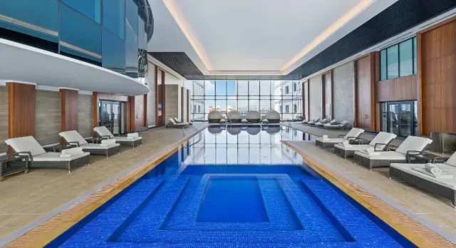 Swim a few laps in the heated pool