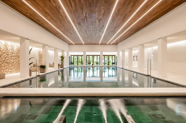 Swim a few laps in the heated pool