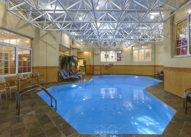 Soak sore muscles in the heated pool