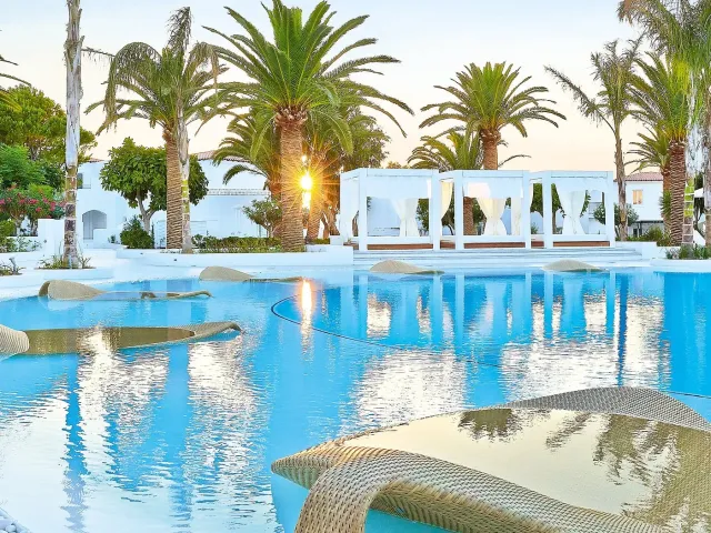 The seawater pool features hydro massage
