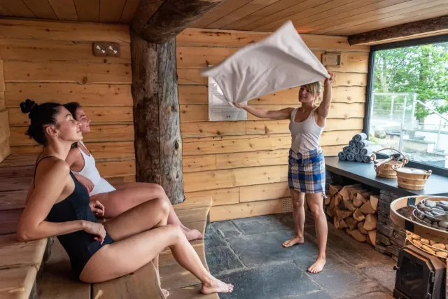 Enjoy the heat and lake side views