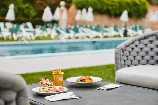 Enjoy a meal on the Pavilion terrace