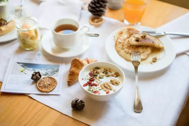 Enjoy fresh breakfast fruit and pastries