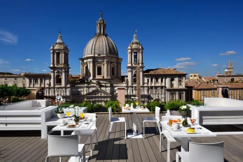 Enjoy a cocktail with city views