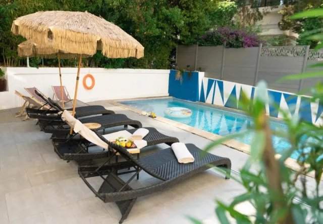Relax on the poolside loungers