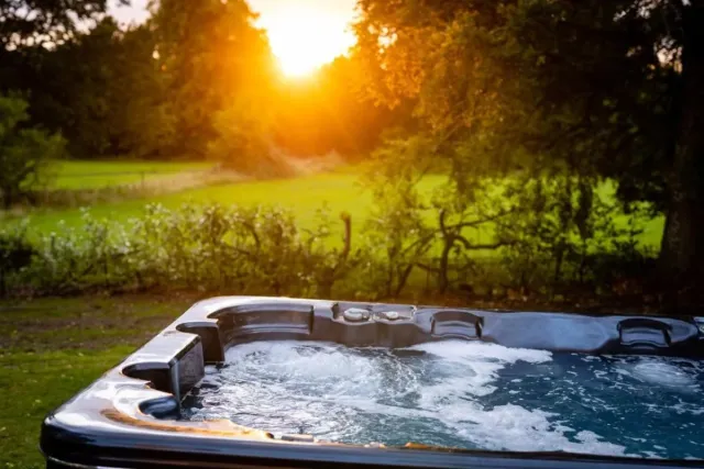 Sit back in the outdoor hot tub