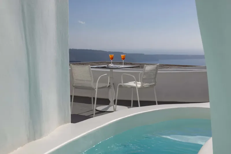 Honeymoon Jetted Tub Suite @ Katikies Chromata Santorini   The Leading Hotels of the World