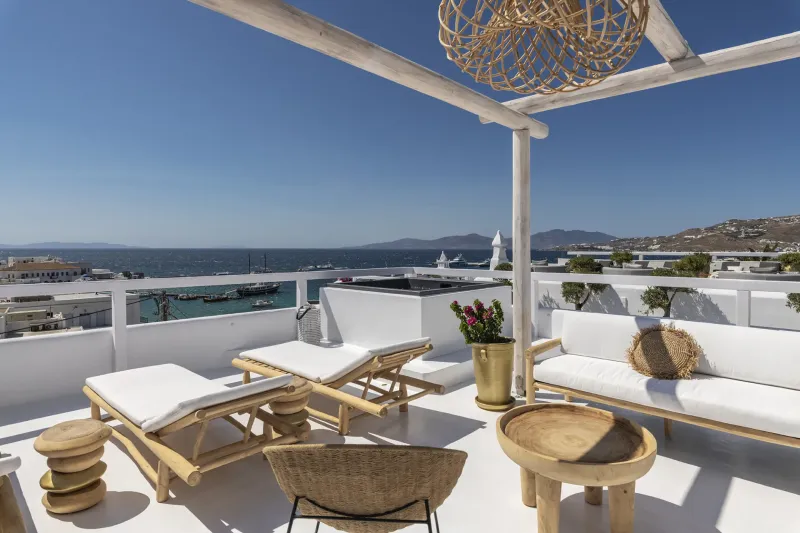Mykonian Suite with Terrace  Jacuzzi  Sea  amp  Old Town Views @ The TownHouse   Mykonos  Adults Only